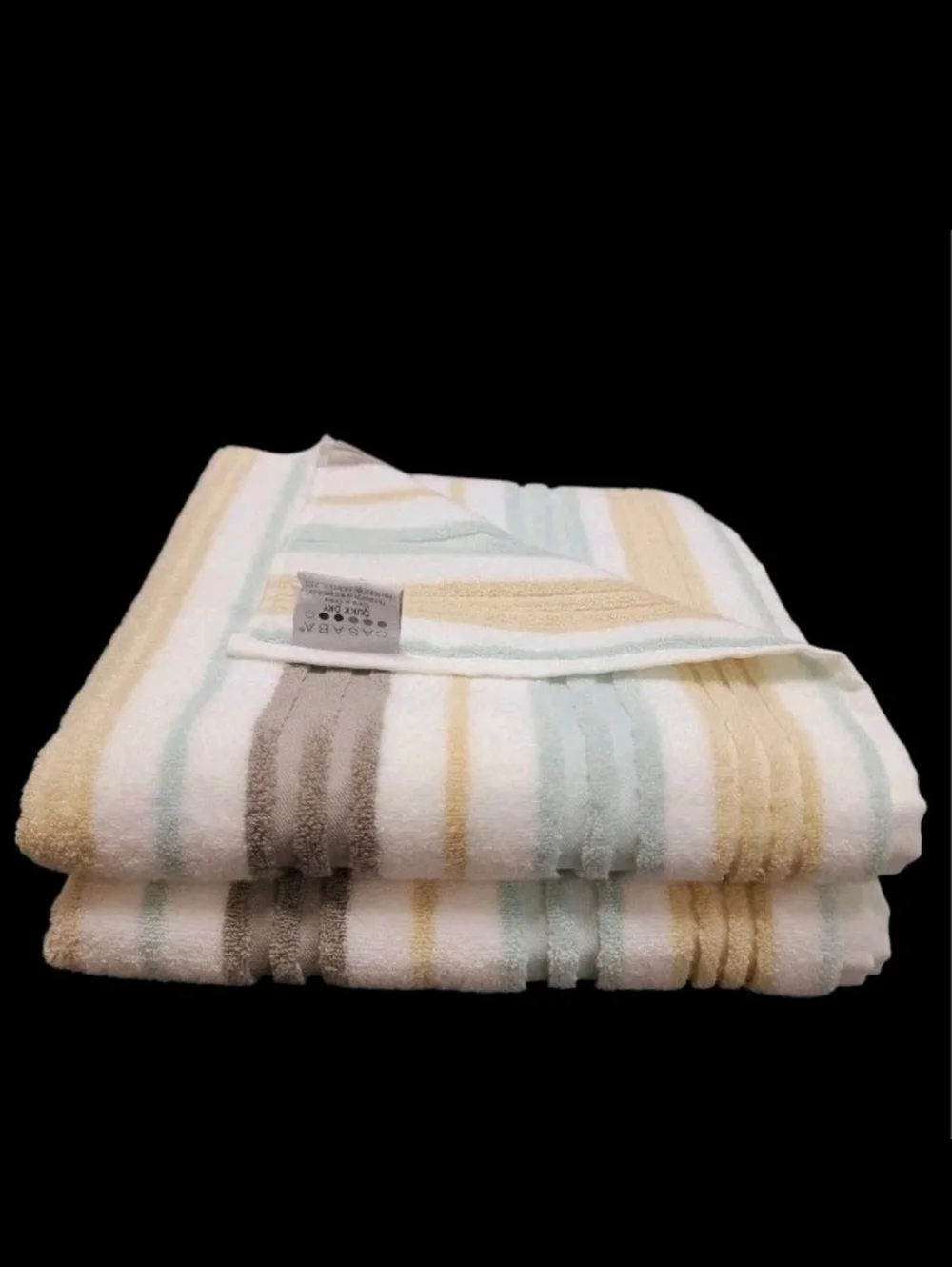 8pc Casaba Sage Tan Gray Striped Bath Hand Washcloth Quick Dry Towel Set New
